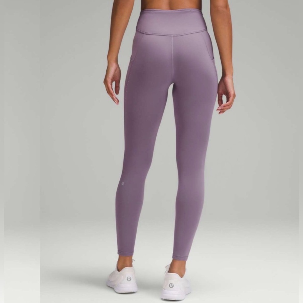 Lululemon Fast and Free High-Rise Fleece Tight 28" *Pockets Purple Ash Size 4